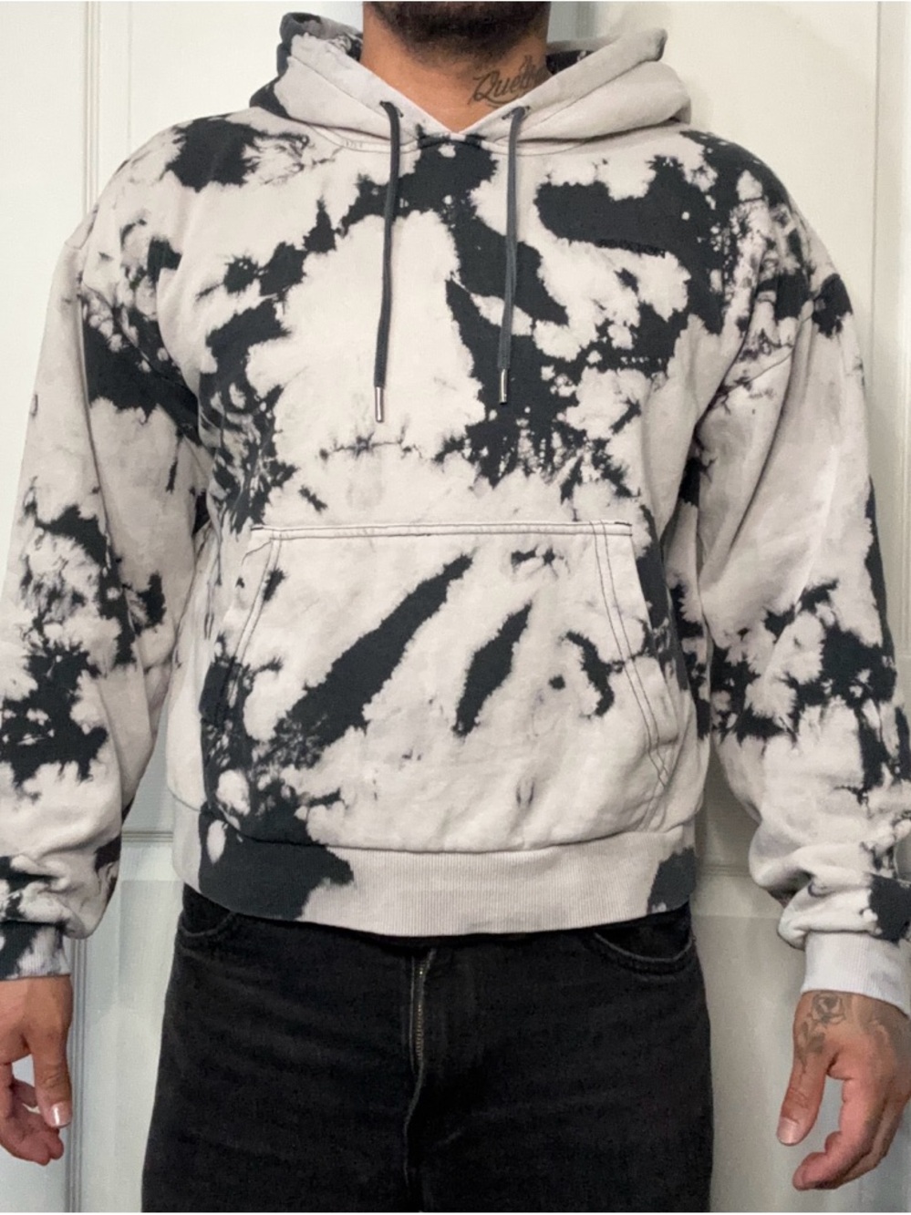 Brixton Black and White Tie-Dye Pullover Hoodie